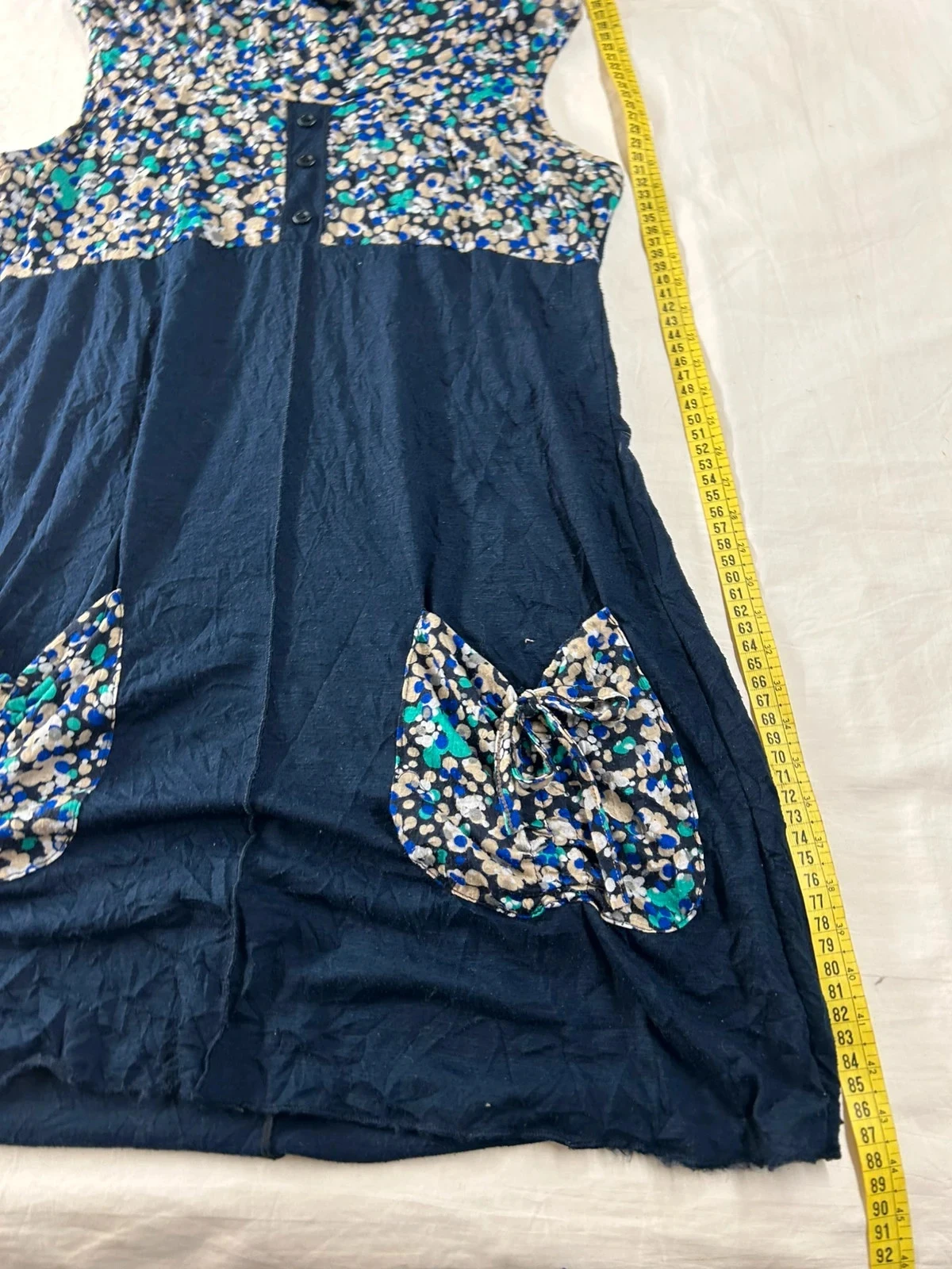 Vestido vintage azul marino con motivos casual talla 40 – photo 5